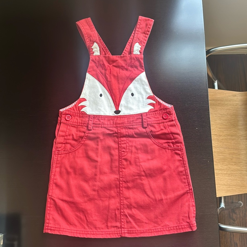So cute!! Beebay red fox overall dress, 4T girls